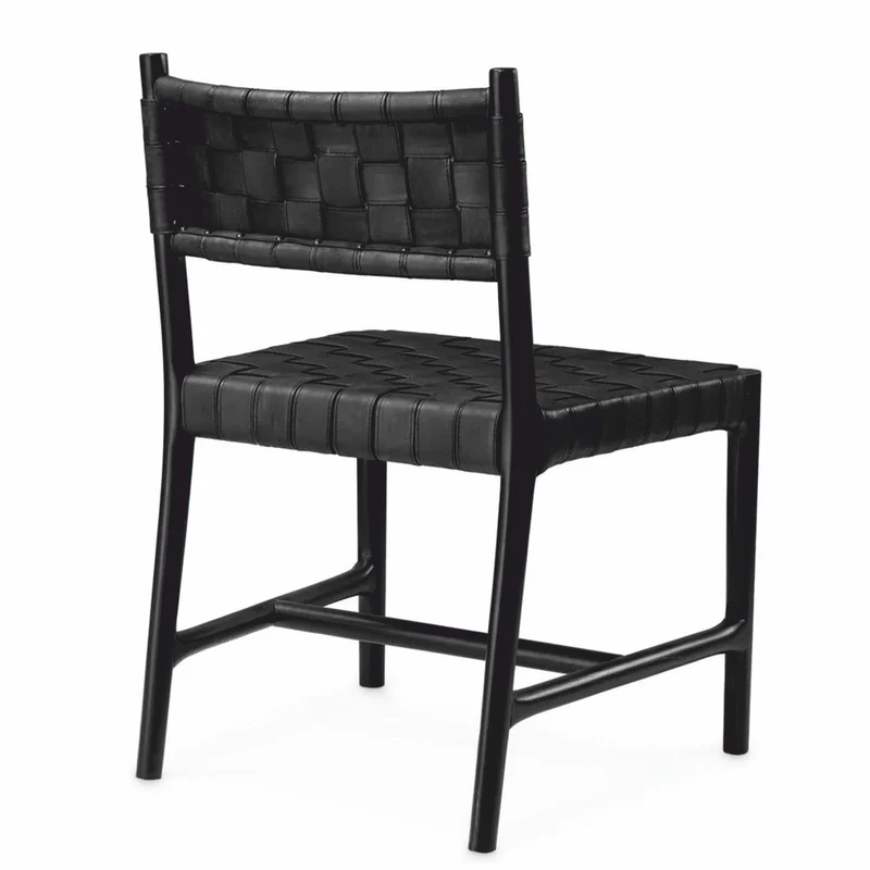 Casa Padrino Luxus Leder Esszimmer Stuhl Schwarz H. 85 cm - Esszimmer Möbel