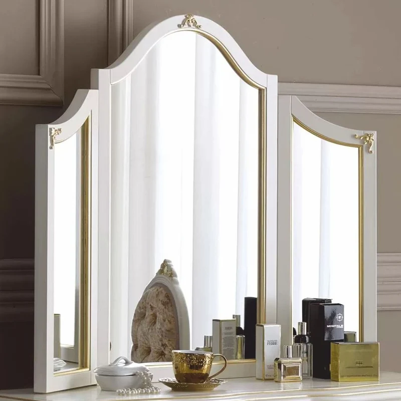 Casa Padrino Luxus Barock Konsole mit Spiegel Weiß / Gold - Made in Italy