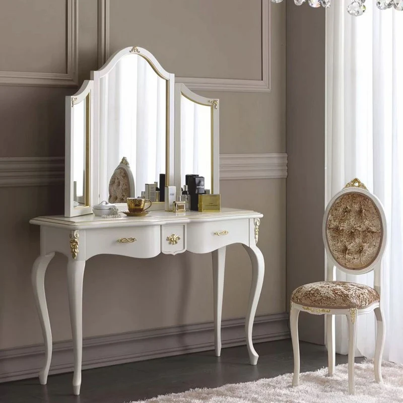Casa Padrino Luxus Barock Konsole mit Spiegel Weiß / Gold - Made in Italy