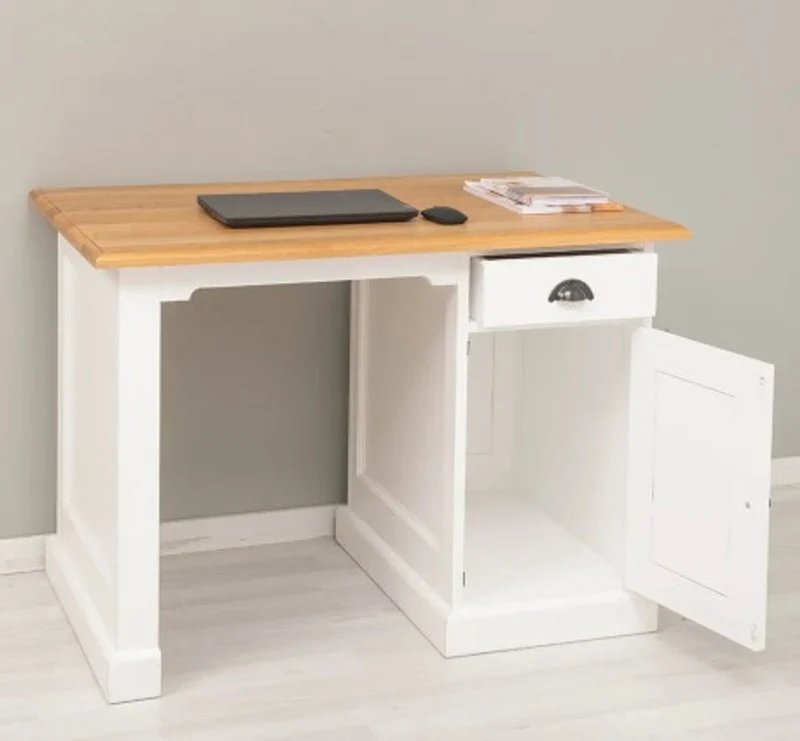 Casa Padrino Schreibtisch im Landhausstil mit 1 Tür, 1 Schublade und Eichenholzplatte, 110 x 70 x 78 cm