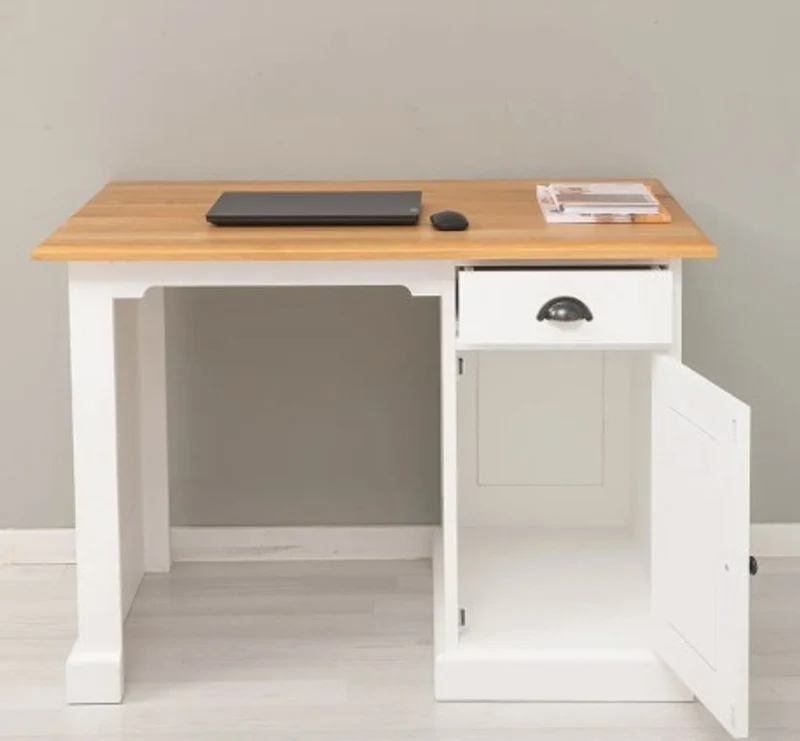 Casa Padrino Schreibtisch im Landhausstil mit 1 Tür, 1 Schublade und Eichenholzplatte, 110 x 70 x 78 cm