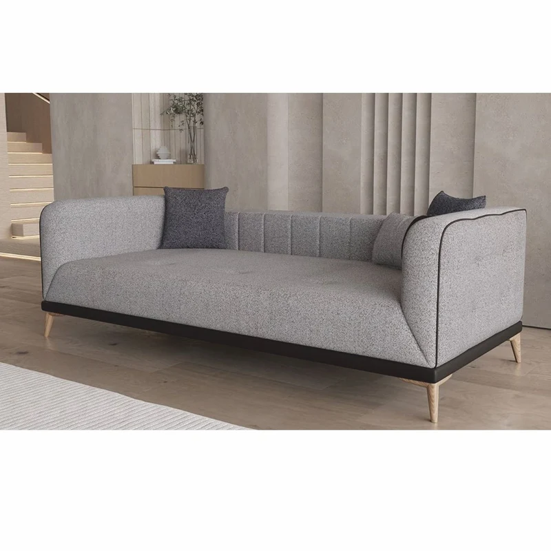 Casa Padrino Luxus Schlafsofa mit verstellbarer Rückenlehne Grau / Schwarz / Naturfarben 229 cm