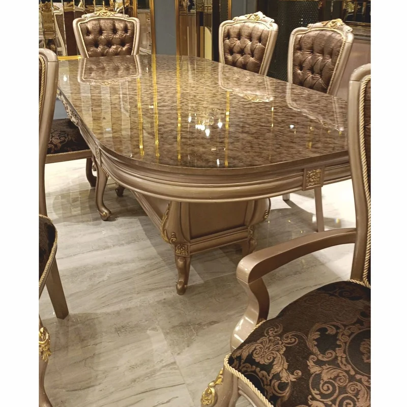 Casa Padrino Luxus Barock Esstisch Grau / Schwarz / Gold 230 cm - Barock Esszimmer Möbel