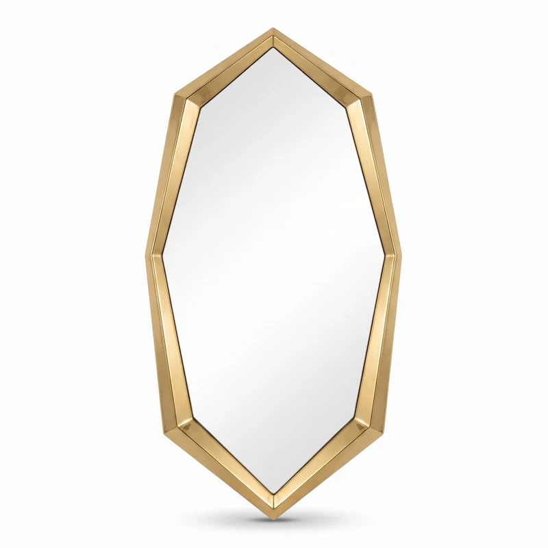 Casa Padrino Luxus Designer Spiegel Gold 81 x H. 157 cm - Achteckiger Metall Wandspiegel - Garderoben Spiegel - Wohnzimmer Spiegel - Luxus Designer Möbel - Luxus Interior
