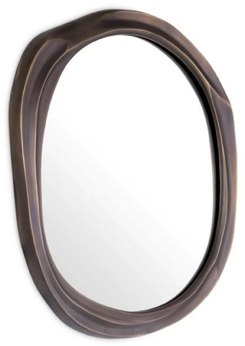 Casa Padrino Luxus Wandspiegel Bronze 76,5 x 3,5 x H. 81 cm - Aluminium Wohnzimmer Spiegel - Schlafzimmer Spiegel - Garderoben Spiegel - Luxus Möbel - Luxus Interior