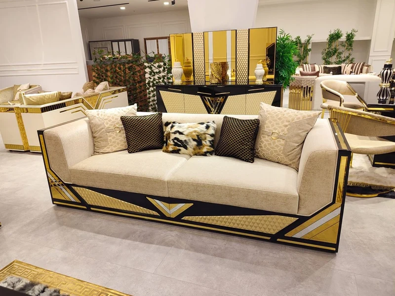 Casa Padrino Luxus Sideboard mit 4 Türen Schwarz / Gold 205 cm - Luxus Möbel