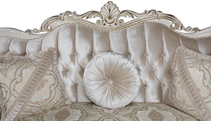 Casa Padrino Luxus Barock Wohnzimmer Set Mehrfarbig / Weiß / Gold - 2 Sofas & 2 Sessel & 1 Couchtisch - Wohnzimmer Möbel im Barockstil - Edel & Prunkvoll
