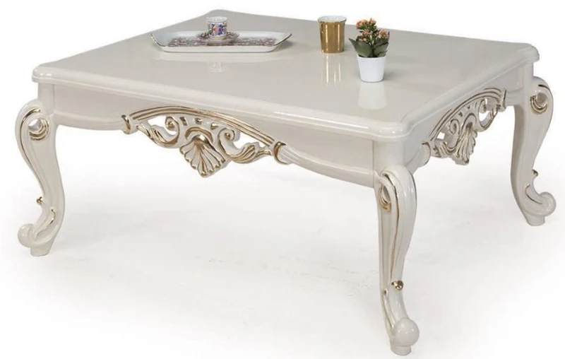 Casa Padrino Luxus Barock Wohnzimmer Set Mehrfarbig / Weiß / Gold - 2 Sofas & 2 Sessel & 1 Couchtisch - Wohnzimmer Möbel im Barockstil - Edel & Prunkvoll