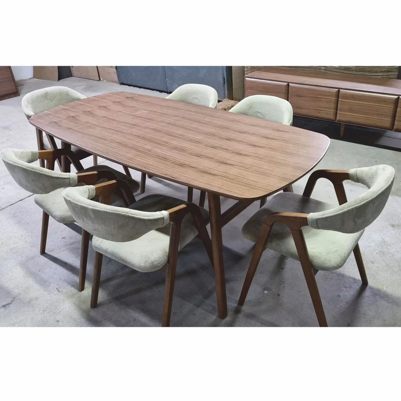 Casa Padrino Luxus Esszimmer Set Braun / Grau - 1 Esstisch und 6 Esszimmer Stühle mit Armlehnen