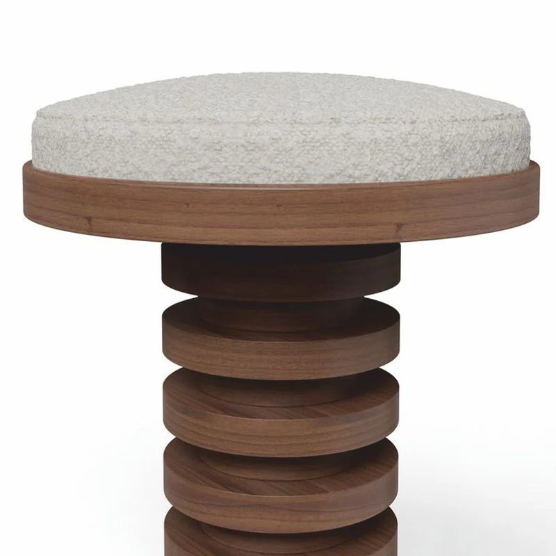 Casa Padrino Luxus Massivholz Barhocker Braun / Creme / Messing H. 75 cm - Premium Qualität