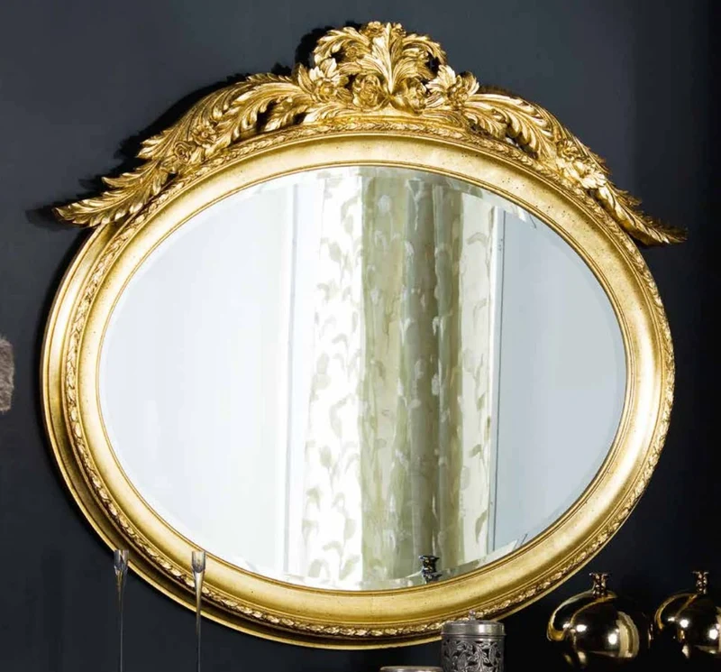 Casa Padrino Luxus Barock Spiegel Gold - Ovaler Wandspiegel im Barockstil - Barock Möbel - Luxus Qualität - Made in Italy