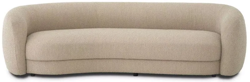 Casa Padrino Luxus Sofa Sandfarben / Schwarz 232 x 95 x H. 70 cm - Gebogenes Wohnzimmer Sofa - Wohnzimmer Möbel - Luxus Möbel - Wohnzimmer Einrichtung - Luxus Einrichtung - Luxus Qualität