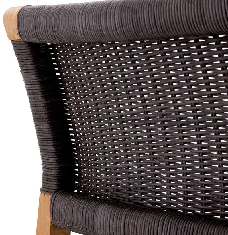 Casa Padrino Luxus Teakholz Esszimmer Stuhl Naturfarben / Schwarz 48 x 58 x H. 78,5 cm - Garten Stuhl - Terrassen Stuhl - Garten Möbel - Esszimmer Möbel - Luxus Teakholz Möbel