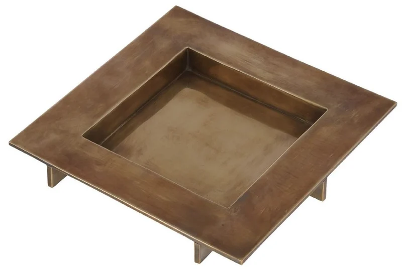Casa Padrino Luxus Serviertablett Vintage Messing 20 x 20 x H. 2 cm - Quadratisches Messing Tablett - Gastronomie & Restaurant Accessoires - Luxus Accessoires