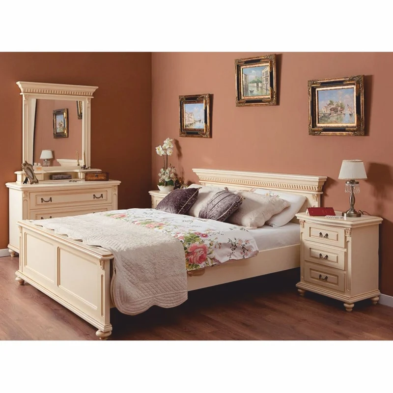 Casa Padrino Luxus Barock Doppelbett Creme 180 x 200 cm - Barock Schlafzimmer Möbel