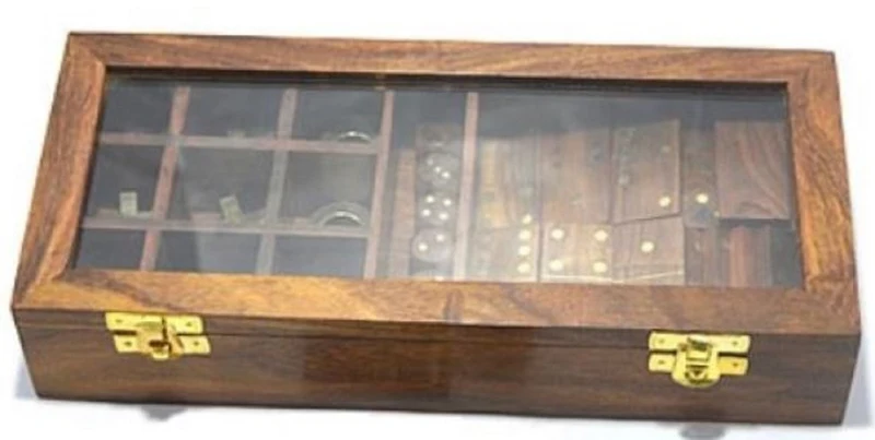Casa Padrino 2er Holz Knobelspiel Braun 28 x 13 x H. 5 cm - Geduldspiel - Geschicklichkeitsspiel in Holzbox