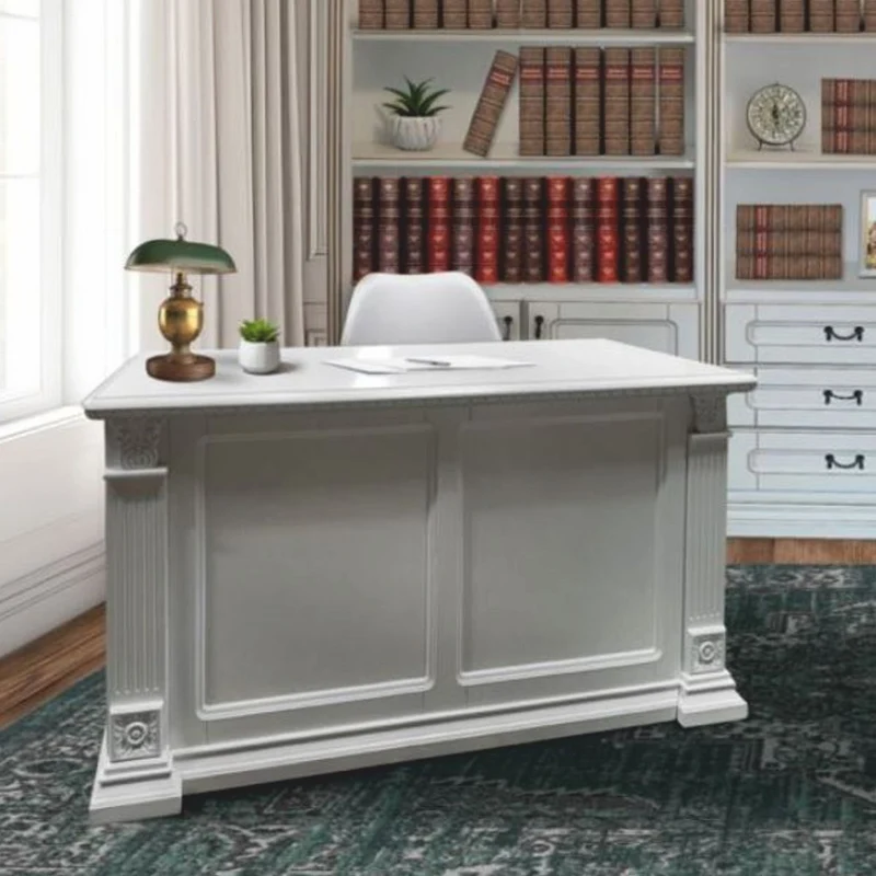 Casa Padrino Luxus Barock Schreibtisch Weiß 150 cm - Barock Büro Möbel
