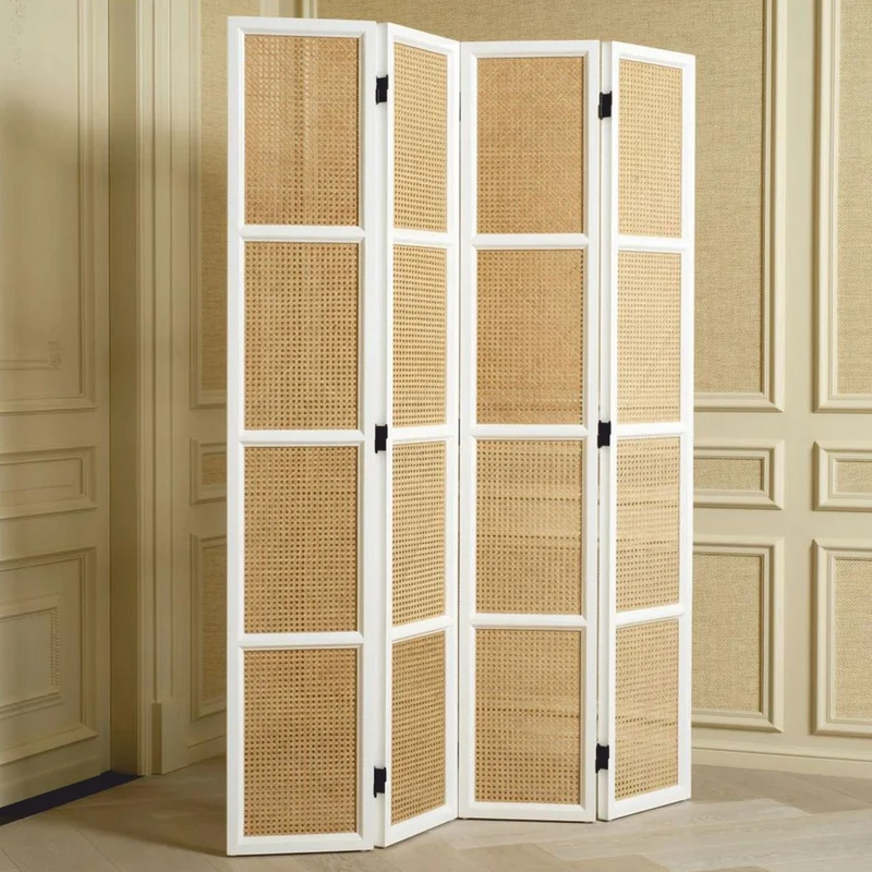 Casa Padrino Luxus Raumteiler Weiß / Naturfarben 163 x H. 225 cm - Luxus Interior
