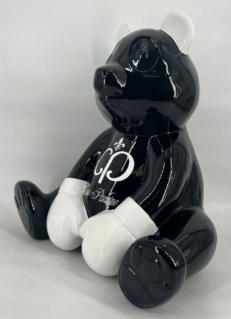 Casa Padrino Luxus Deko Figur Boxer Teddybär Schwarz / Weiß 50 cm - Deko Skulptur