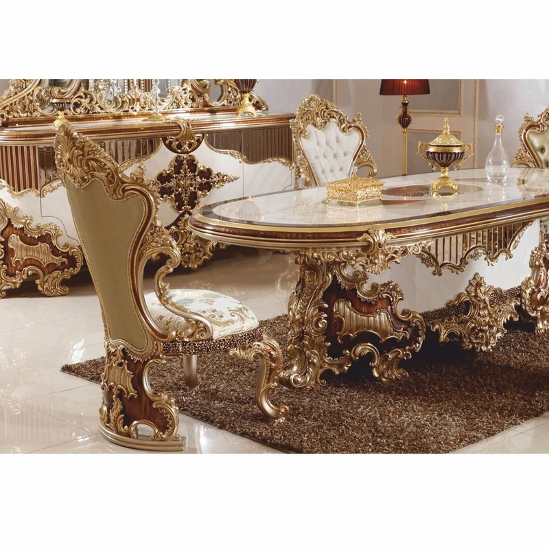 Casa Padrino Luxus Barock Esszimmer Stuhl 6er Set - Prunkvolle Barockstil Esszimmer Möbel
