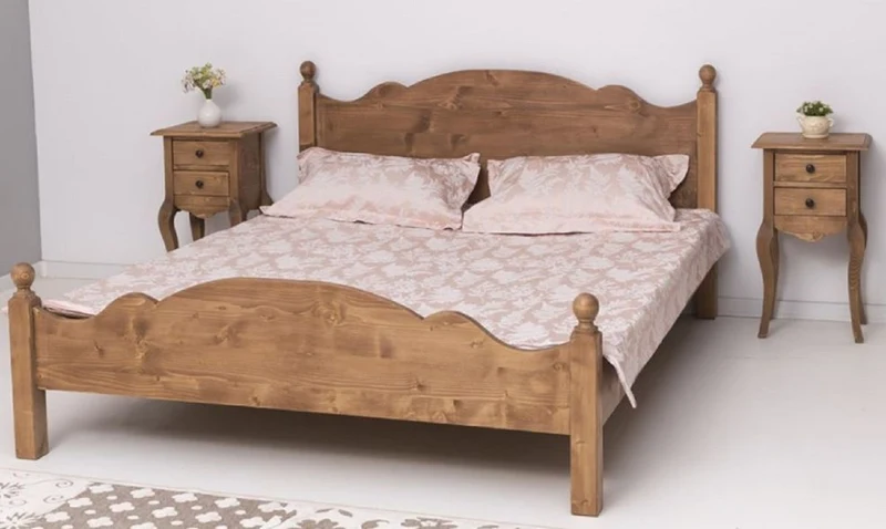 Casa Padrino Landhausstil Massivholz Schlafzimmer Set Braun - 1 Landhausstil Doppelbett & 2 Landhausstil Nachttische - Massivholz Schlafzimmer Möbel - Schlafzimmer Möbel im Landhausstil