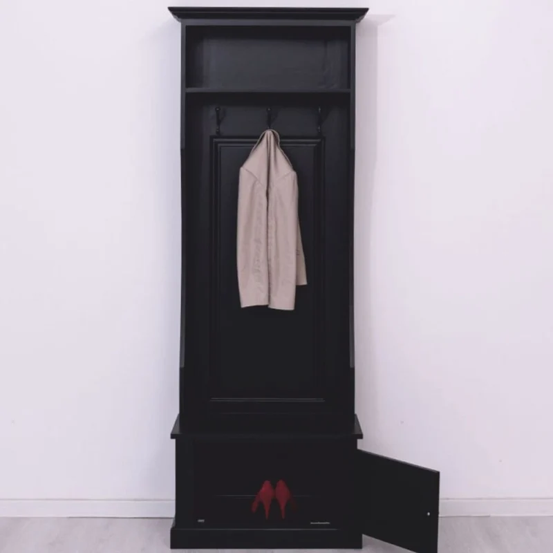 Casa Padrino Landhausstil Garderobe Schwarz 80 x H. 210 cm - Garderoben Möbel