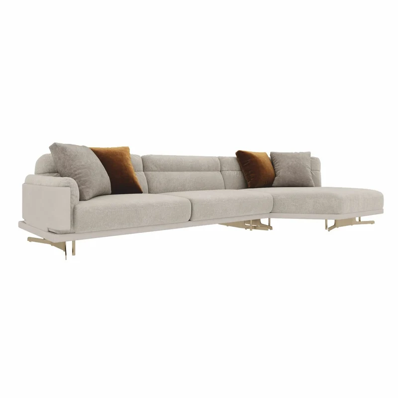 Casa Padrino Luxus Ecksofa Grau / Messing 360 cm - Wohnzimmer & Hotel Sofa
