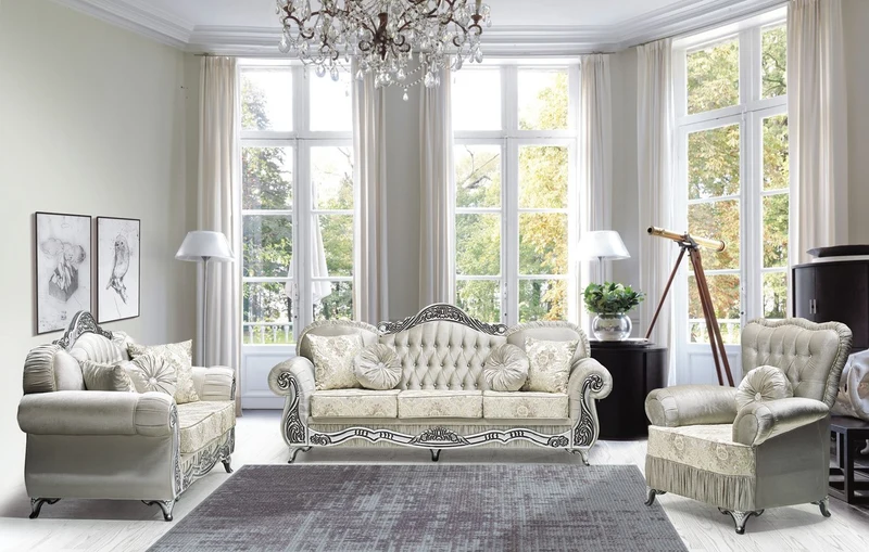 Casa Padrino Luxus Barock Sessel Grau / Creme / Silber / Schwarz - Wohnzimmer Sessel mit Muster und Glitzersteinen - Barockstil Wohnzimmer Möbel - Luxus Möbel im Barockstil - Barock Einrichtung