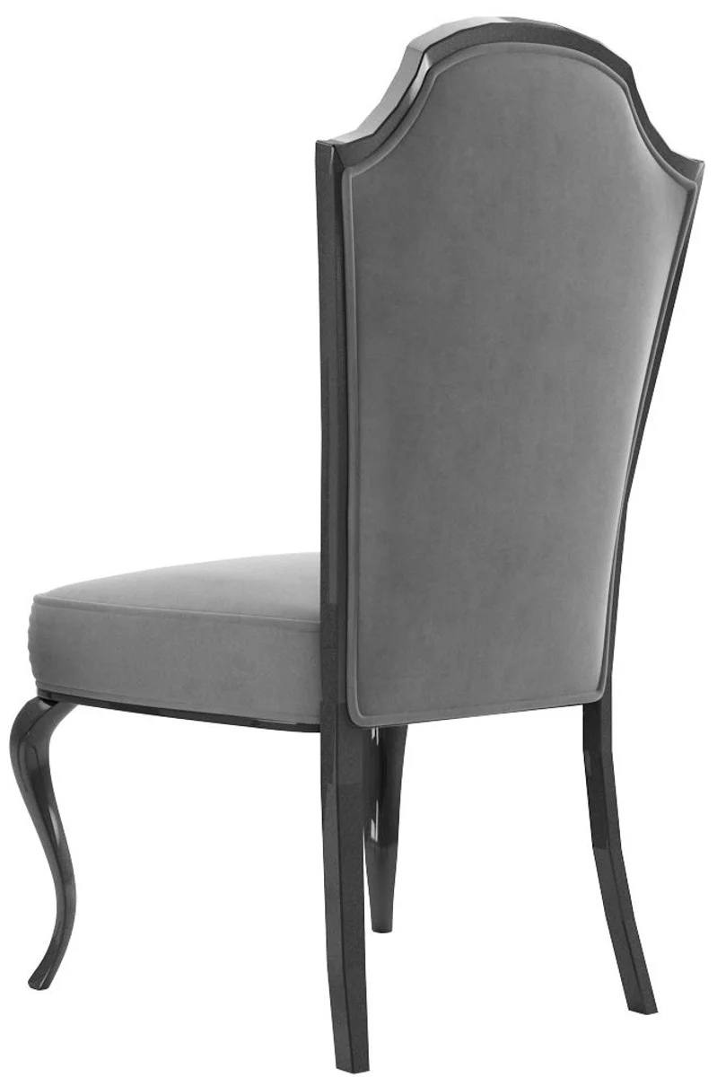 Casa Padrino Luxus Barock Esszimmer Stuhl Set Grau / Schwarz 55 x 53 x H. 113 cm - Barock Küchen Stühle 6er Set - Esszimmer Möbel im Barockstil