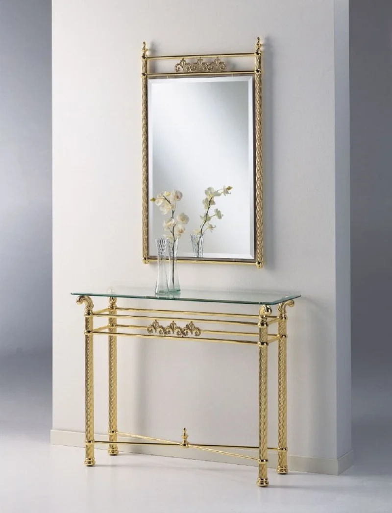Casa Padrino Luxus Messing Spiegel 64 x H. 106 cm - Rechteckiger Messing Wandspiegel - Garderoben Spiegel - Luxus Möbel - Hotel Möbel - Luxus Qualität - Made in Italy
