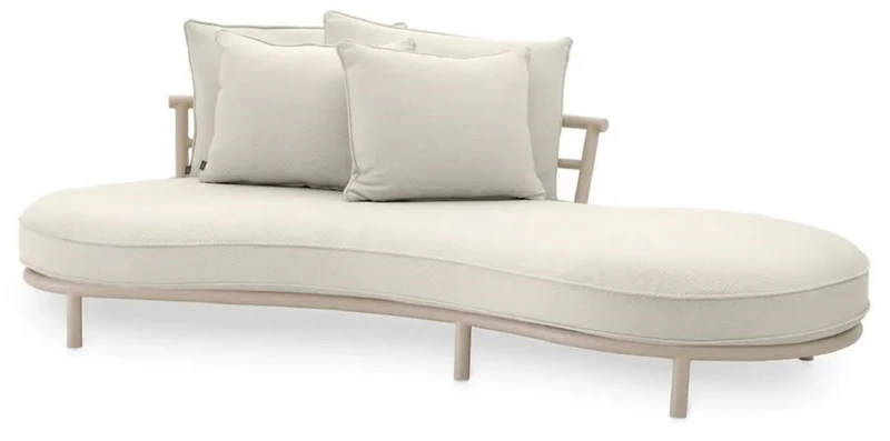 Casa Padrino Luxus Outdoor Garten Sofa Linke Seite Weißgrau / Sandfarben 220 cm - Luxus Garten Möbel