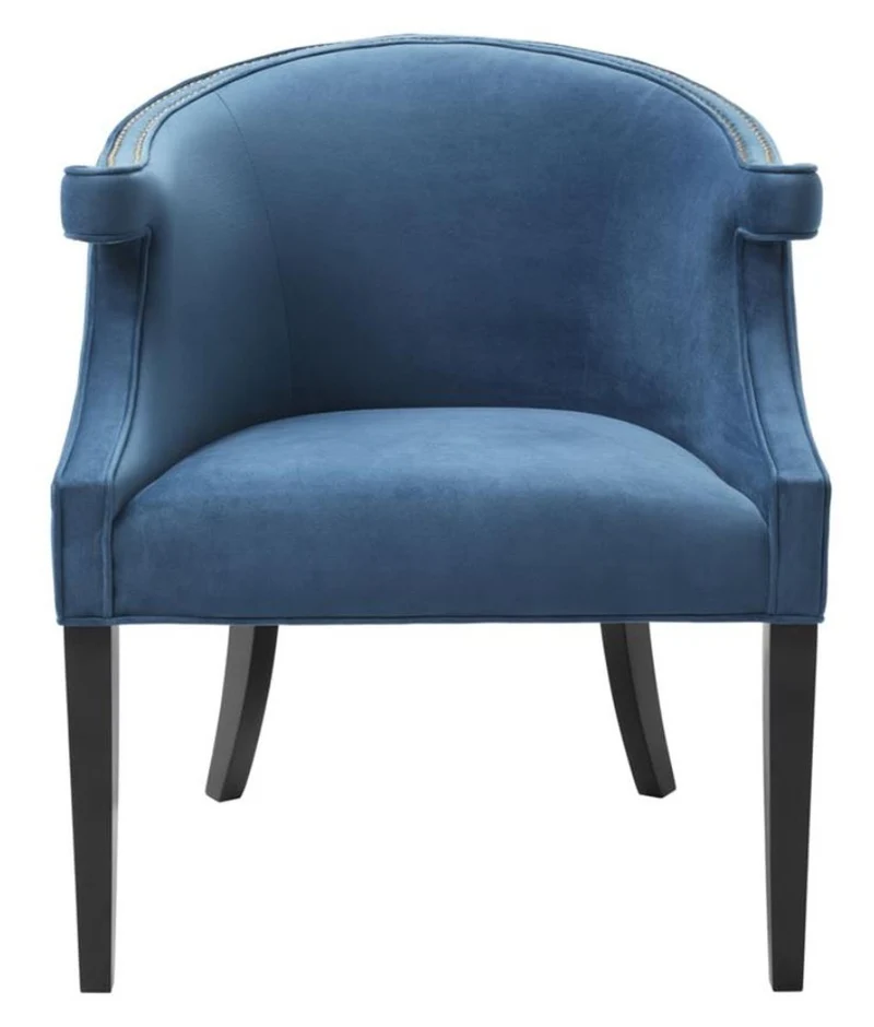Casa Padrino Luxus Salon Sessel mit Armlehnen Blau / Schwarz 70 x 70 x H. 83 cm - Hotel Möbel