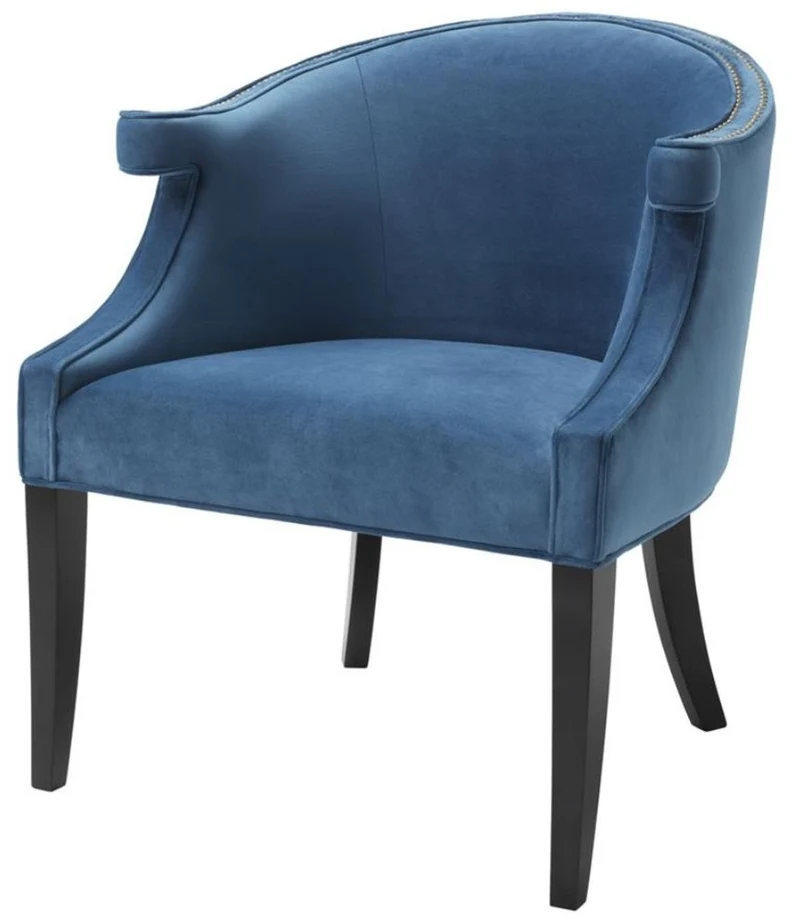 Casa Padrino Luxus Salon Sessel mit Armlehnen Blau / Schwarz 70 x 70 x H. 83 cm - Hotel Möbel