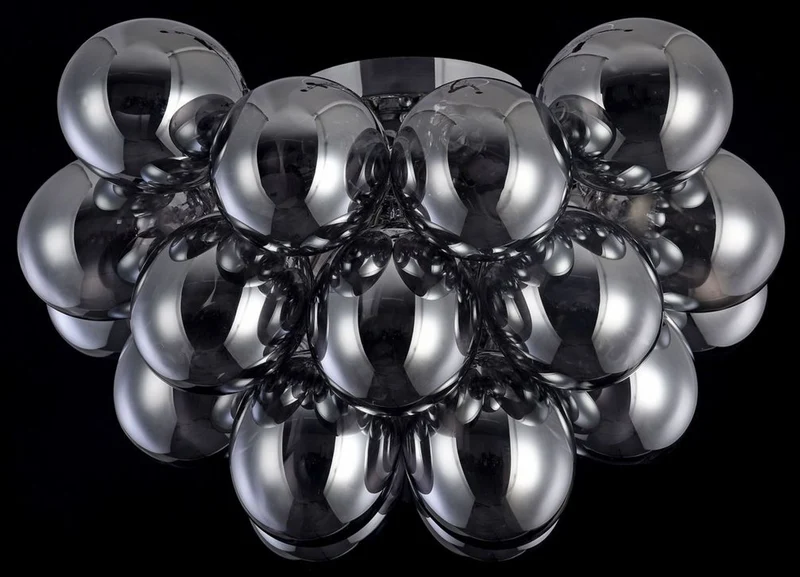Casa Padrino Wohnzimmer Deckenleuchte Rauchig Grau / Silber Ø 50 x H. 32 cm - Moderne Deckenlampe