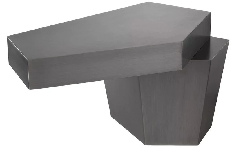 Casa Padrino Designer Couchtisch Grau 82 x 52 x H. 45 cm - Wohnzimmertisch mit gebürsteter Oberfläche - Wohnzimmer Möbel - Luxus Qualität