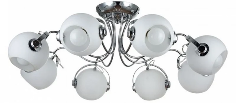 Casa Padrino Designer Deckenleuchte Silber / Weiß Ø 86 x H. 28 cm - Moderne Deckenlampe mit kugelförmigen Lampenschirmen