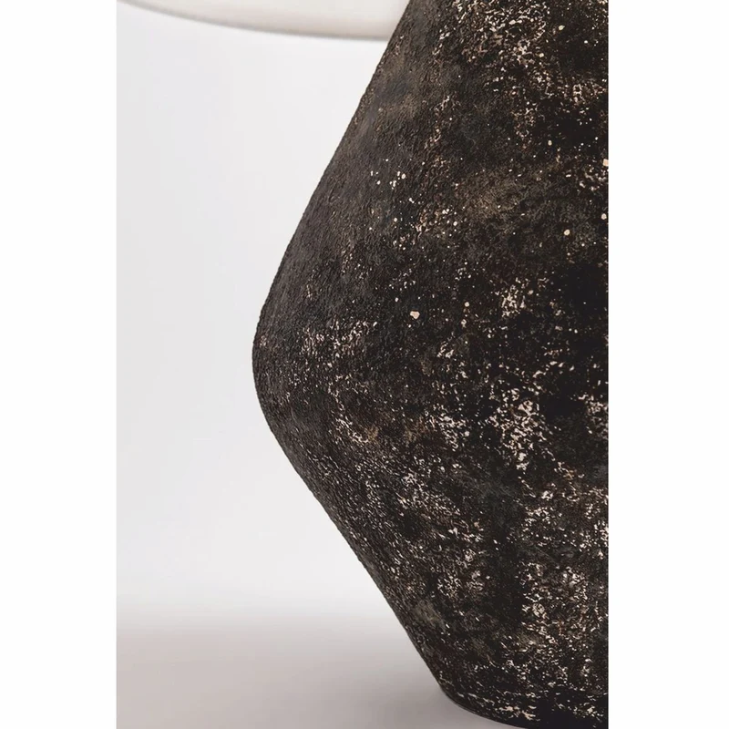 Casa Padrino Luxus Tischleuchte Schwarz / Cremeweiß H. 58,5 cm - Luxus Leuchten
