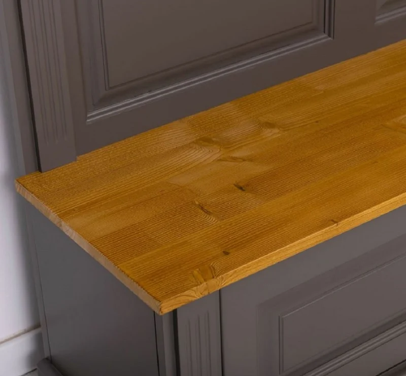 Casa Padrino Landhausstil Massivholz Garderobenschrank Dunkelgrau / Hellbraun 140 x 41 x H. 210 cm - Wand Garderobe - Flur Schrank - Flurmöbel - Garderobenmöbel - Landhausstil Möbel