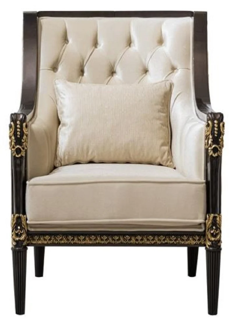 Casa Padrino Luxus Barock Wohnzimmer Möbel Set Hellbraun / Creme / Dunkelbraun / Gold