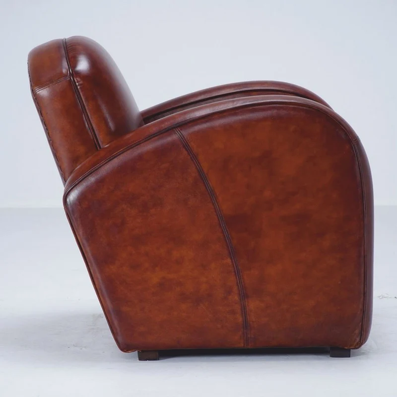 Casa Padrino Luxus Echtleder Sessel Braun / Schwarz - Echtleder Möbel