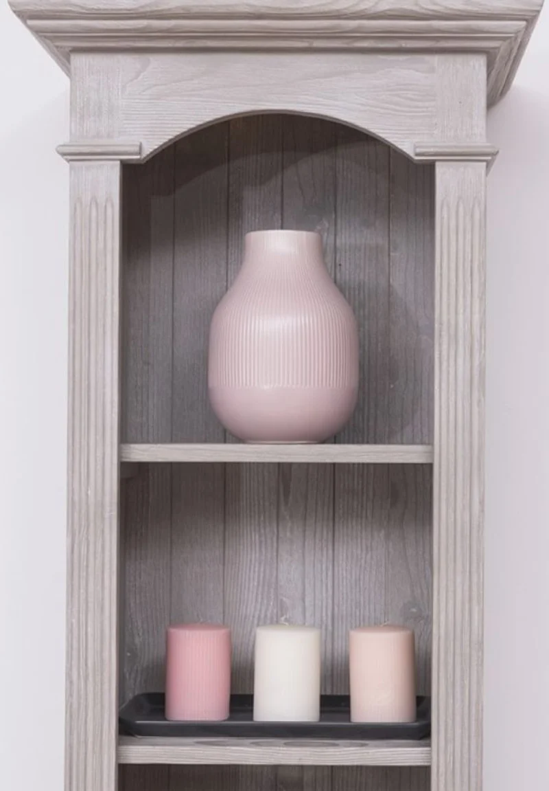 Casa Padrino Landhausstil Regalschrank Hellgrau 50 x 33 x H. 190 cm - Massivholz Schrank mit 4 Regalen und Schublade - Landhausstil Möbel