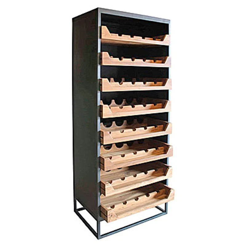Casa Padrino Industrial Look Weinschrank 67x45x183cm Metall / Holz - Weinregal