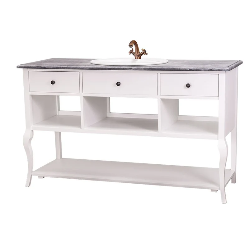 Casa Padrino Landhaus Stil Waschschrank Waschtisch Ohne Waschbecken Grau / Weiss - Bad Schrank