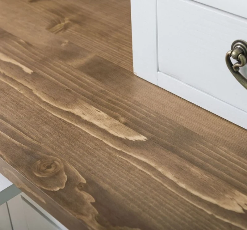 Casa Padrino Landhausstil Küchenschrank Weiß / Braun 137 x 50 x H. 197 cm - 2 Teiliger Küchenschrank mit 5 Türen und 7 Schubladen - Landhausstil Küchenmöbel