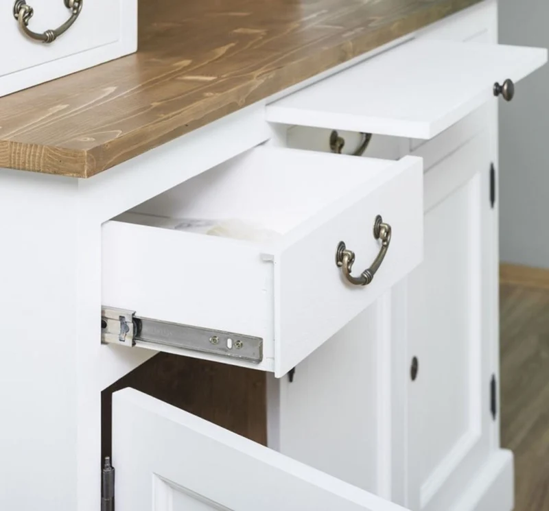 Casa Padrino Landhausstil Küchenschrank Weiß / Braun 137 x 50 x H. 197 cm - 2 Teiliger Küchenschrank mit 5 Türen und 7 Schubladen - Landhausstil Küchenmöbel