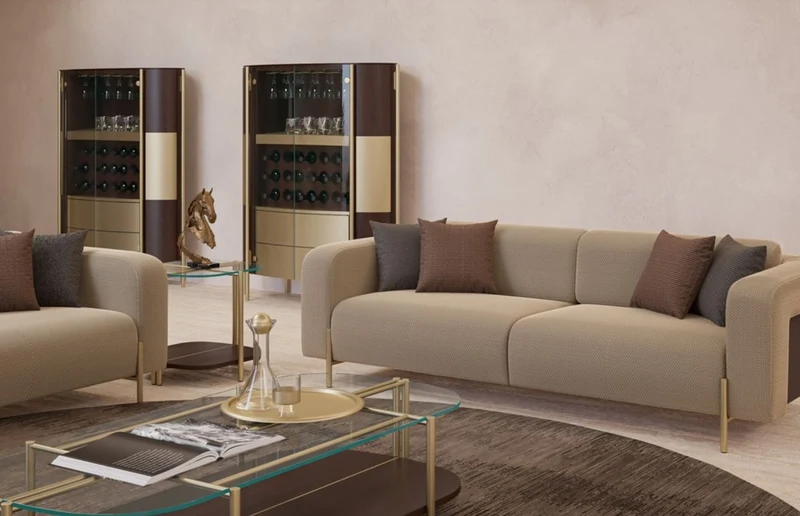 Casa Padrino Luxus Couchtisch Dunkelbraun / Messing 155 x 75 x H. 35 cm - Wohnzimmertisch mit Glasplatte - Wohnzimmer Möbel - Hotel Möbel - Luxus Möbel - Luxus Einrichtung