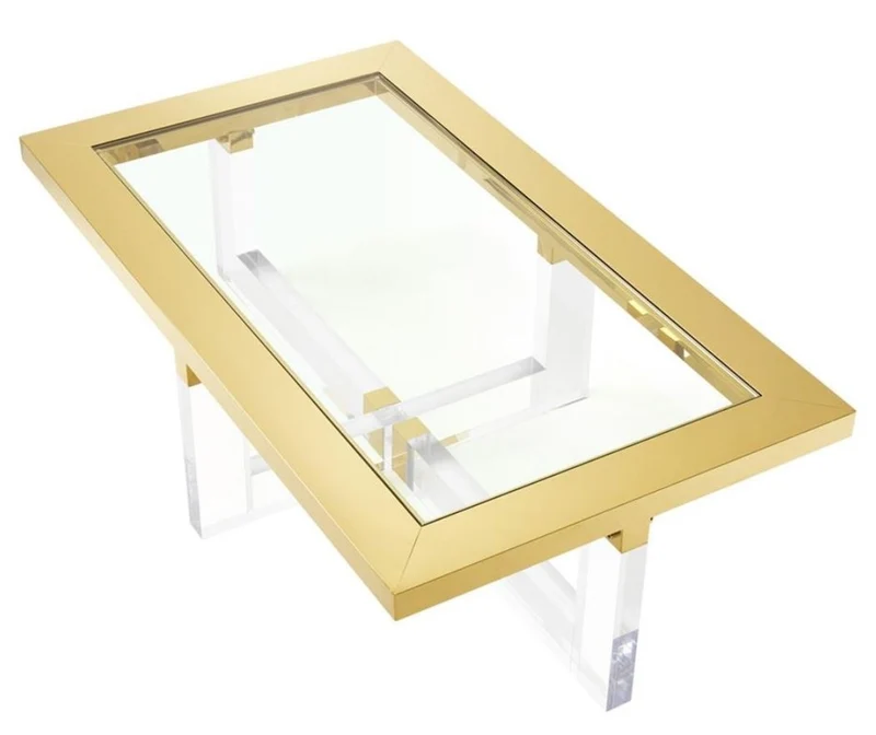 Casa Padrino Luxus Couchtisch / Wohnzimmertisch Gold 140 x 80,5 x H. 43 cm - Wohnzimmermöbel