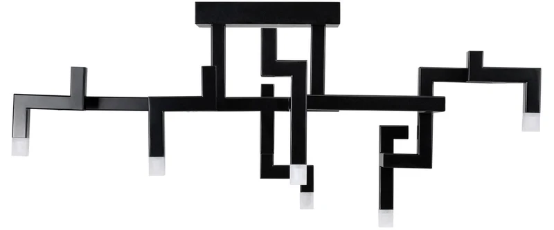 Casa Padrino Luxus Wohnzimmer Edelstahl LED Deckenleuchte Schwarz 73,5 x 30,5 x H. 31,5 cm - Pulverbeschichtete Designer Deckenlampe
