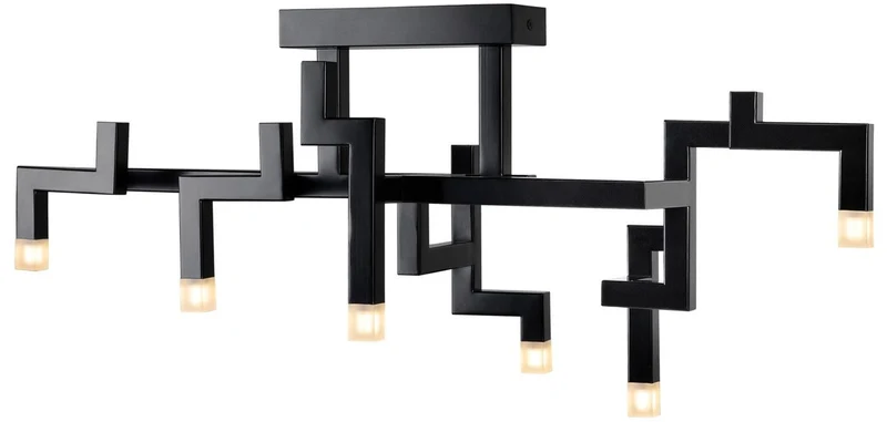 Casa Padrino Luxus Wohnzimmer Edelstahl LED Deckenleuchte Schwarz 73,5 x 30,5 x H. 31,5 cm - Pulverbeschichtete Designer Deckenlampe