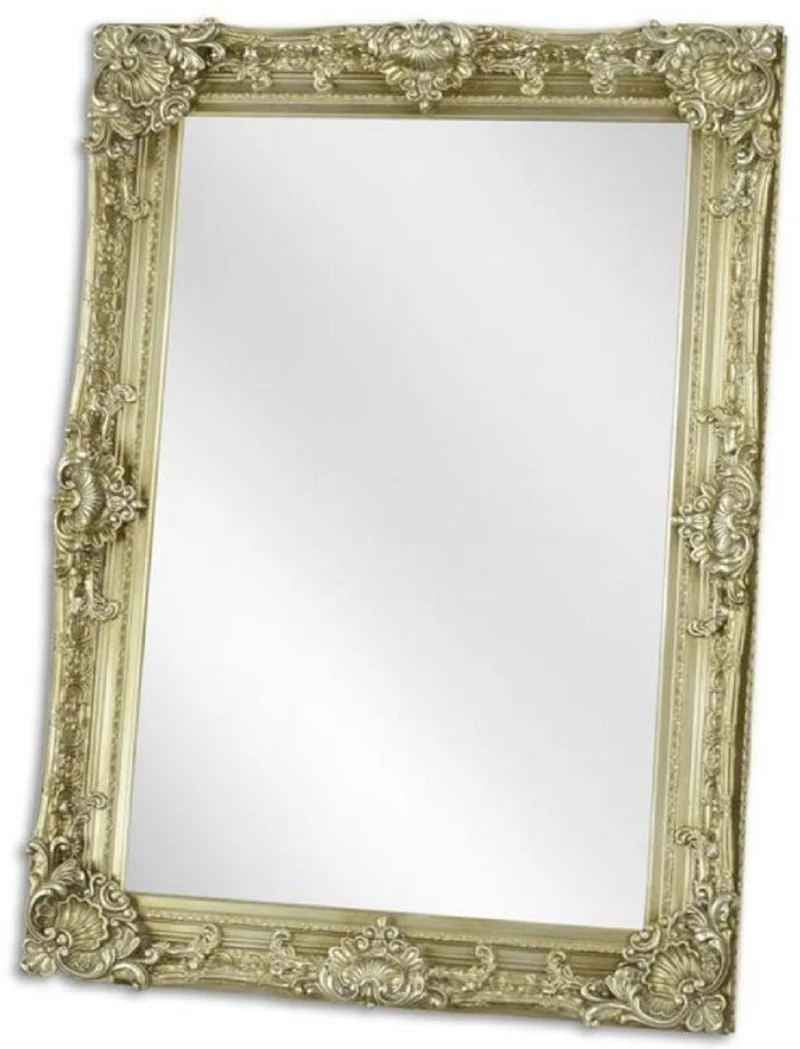 Casa Padrino Barock Spiegel Silber 79 x H. 109 cm - Garderoben Spiegel - Wohnzimmer Spiegel - Barock Möbel